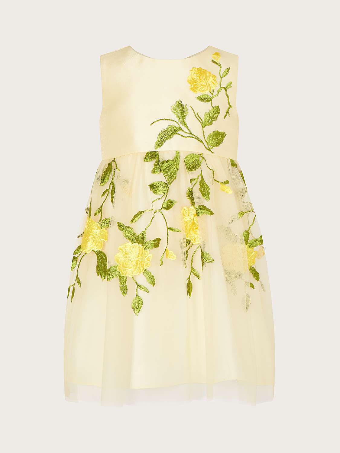 Buy Monsoon Baby Rose Embroidered Dress, Lemon Online at johnlewis.com