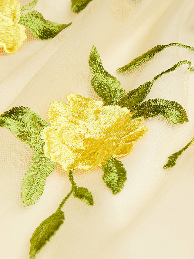 Monsoon Baby Rose Embroidered Dress, Lemon