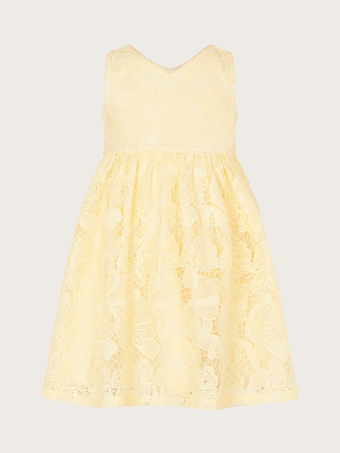 Monsoon Baby Lace Dress, Lemon