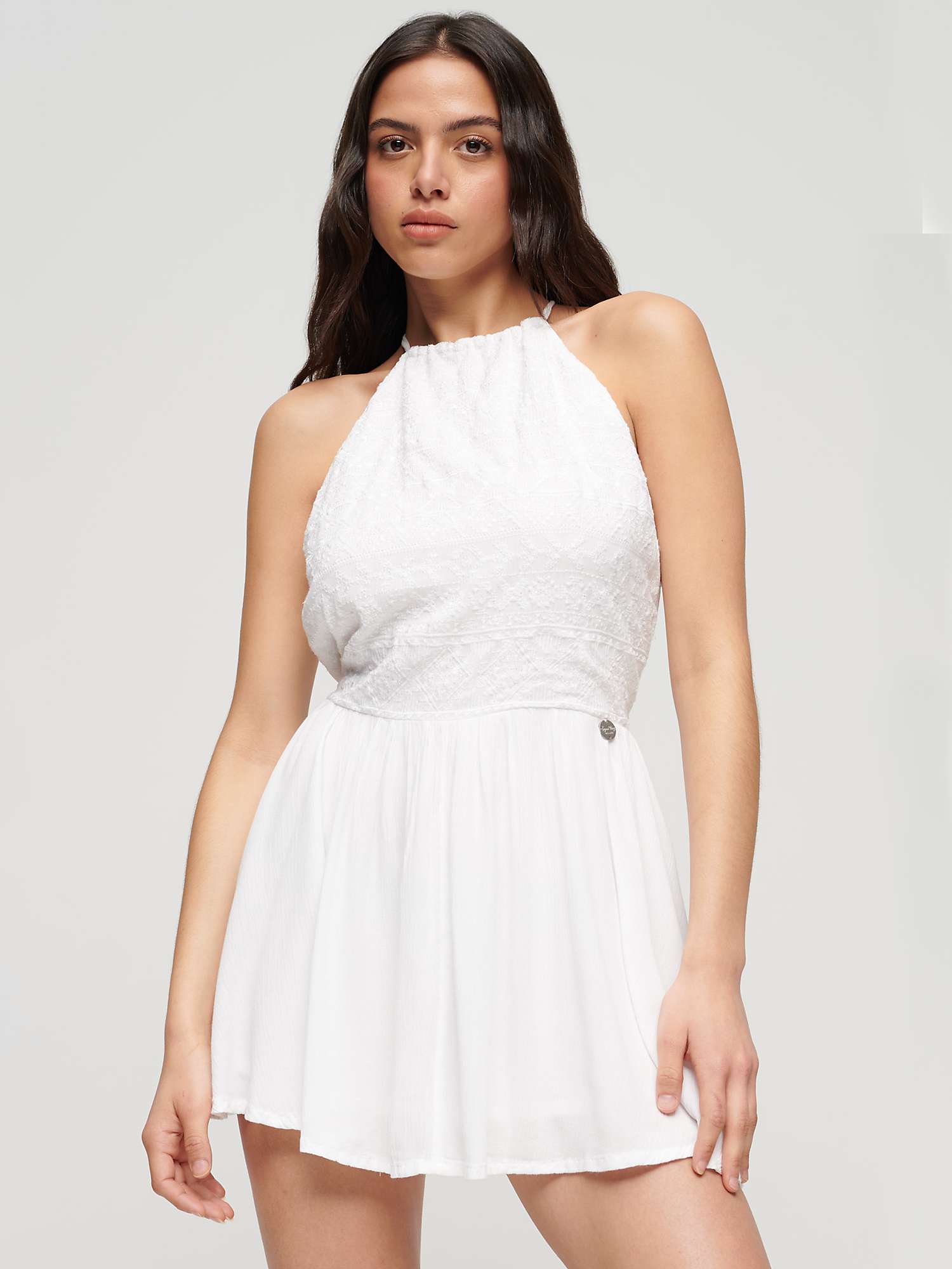 Buy Superdry Vintage Embroidered Mini Dress, Off White Online at johnlewis.com