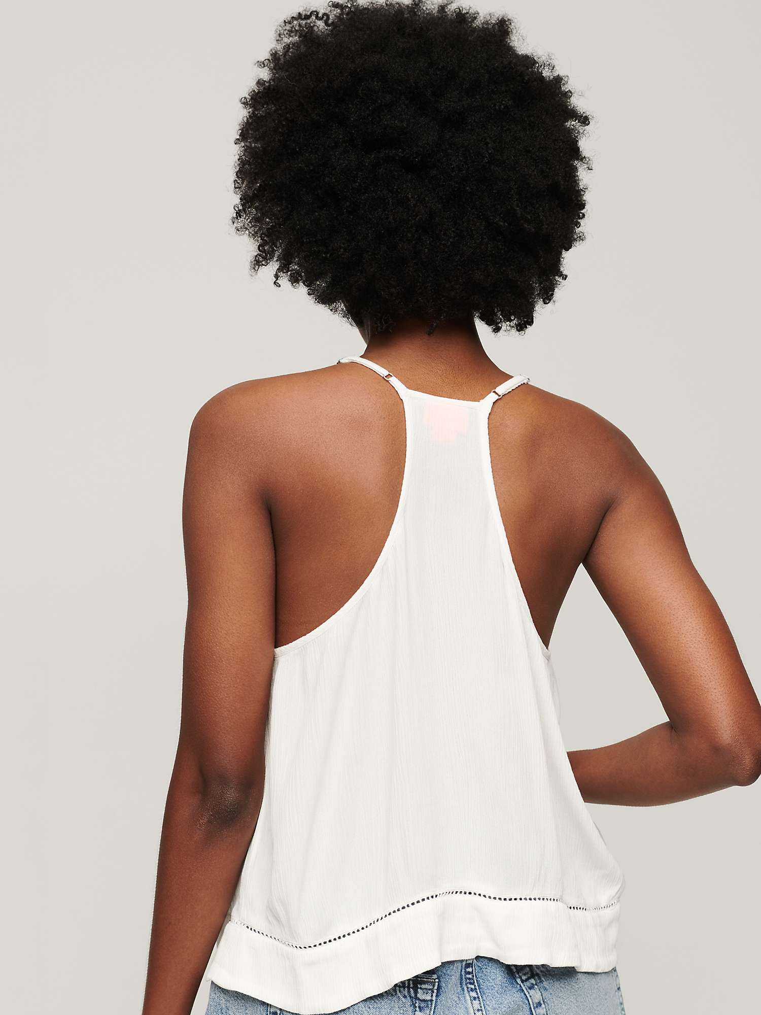 Buy Superdry Tie Neck Cami Top, Off White Online at johnlewis.com