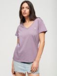 Superdry Slub Embroidered V-Neck T-Shirt, Purple Ash