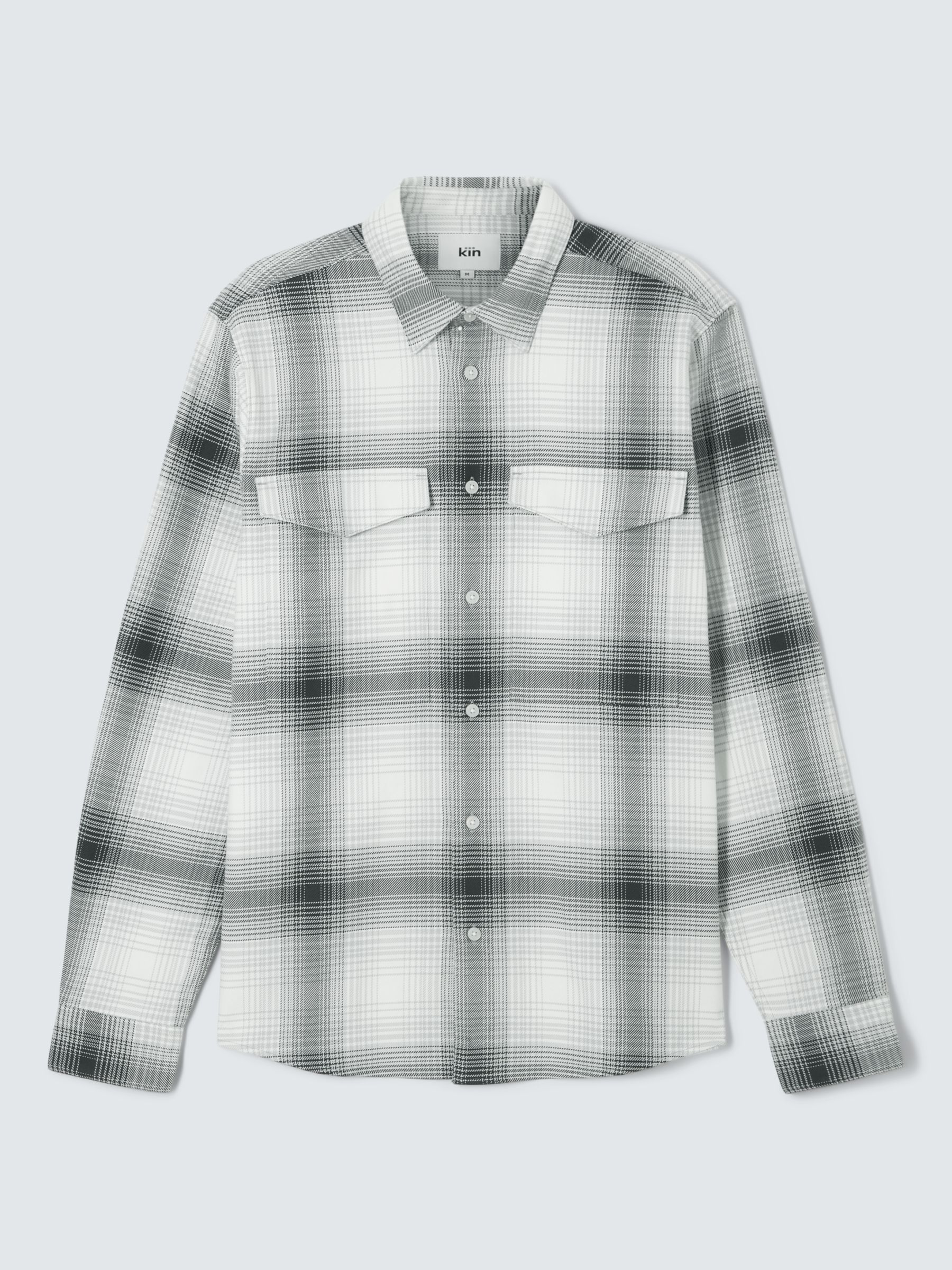 Kin Cotton Check Pocket Overshirt, Ecru, S