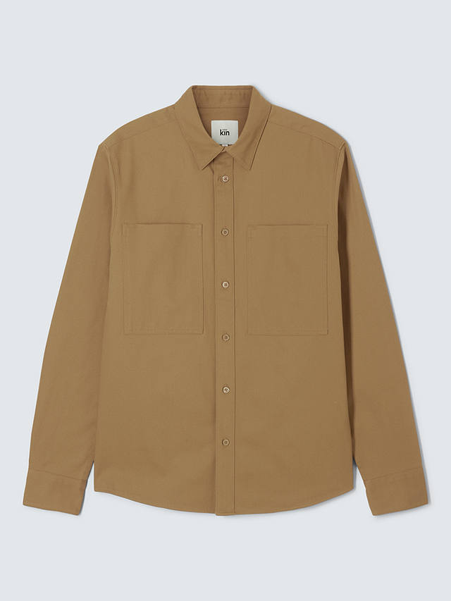 Kin Cotton Utility Pocket Twill Shirt, Brown