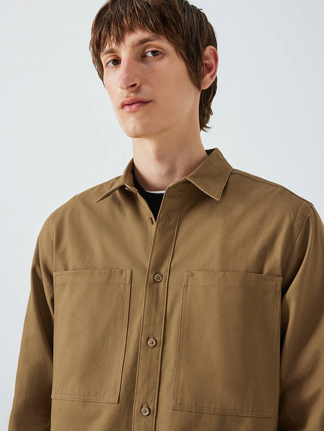 Kin Cotton Utility Pocket Twill Shirt, Brown