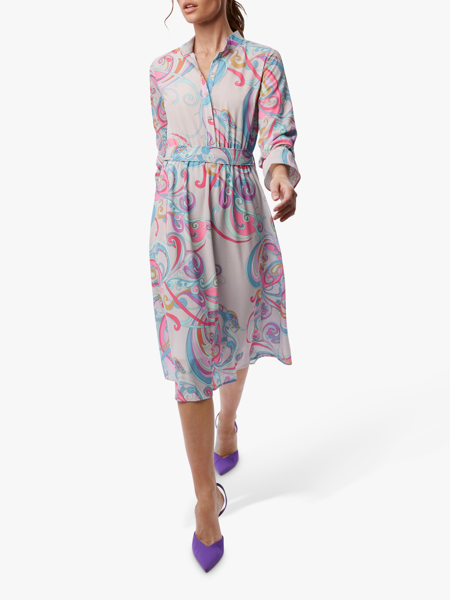 James Lakeland Printed Midi Dress, Grey Multicolour, 14