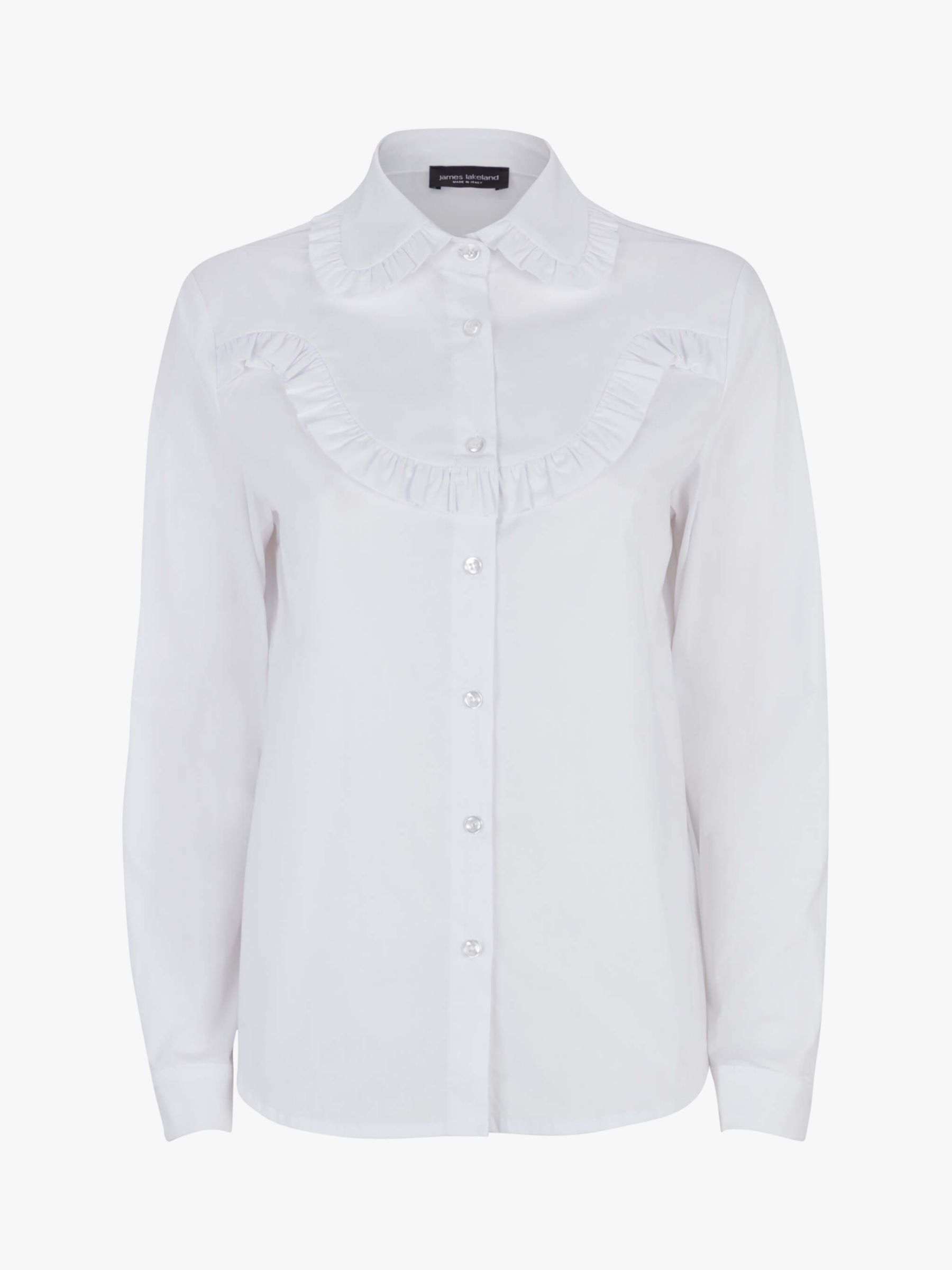 James Lakeland Poplin Ruffle Shirt, White at John Lewis & Partners