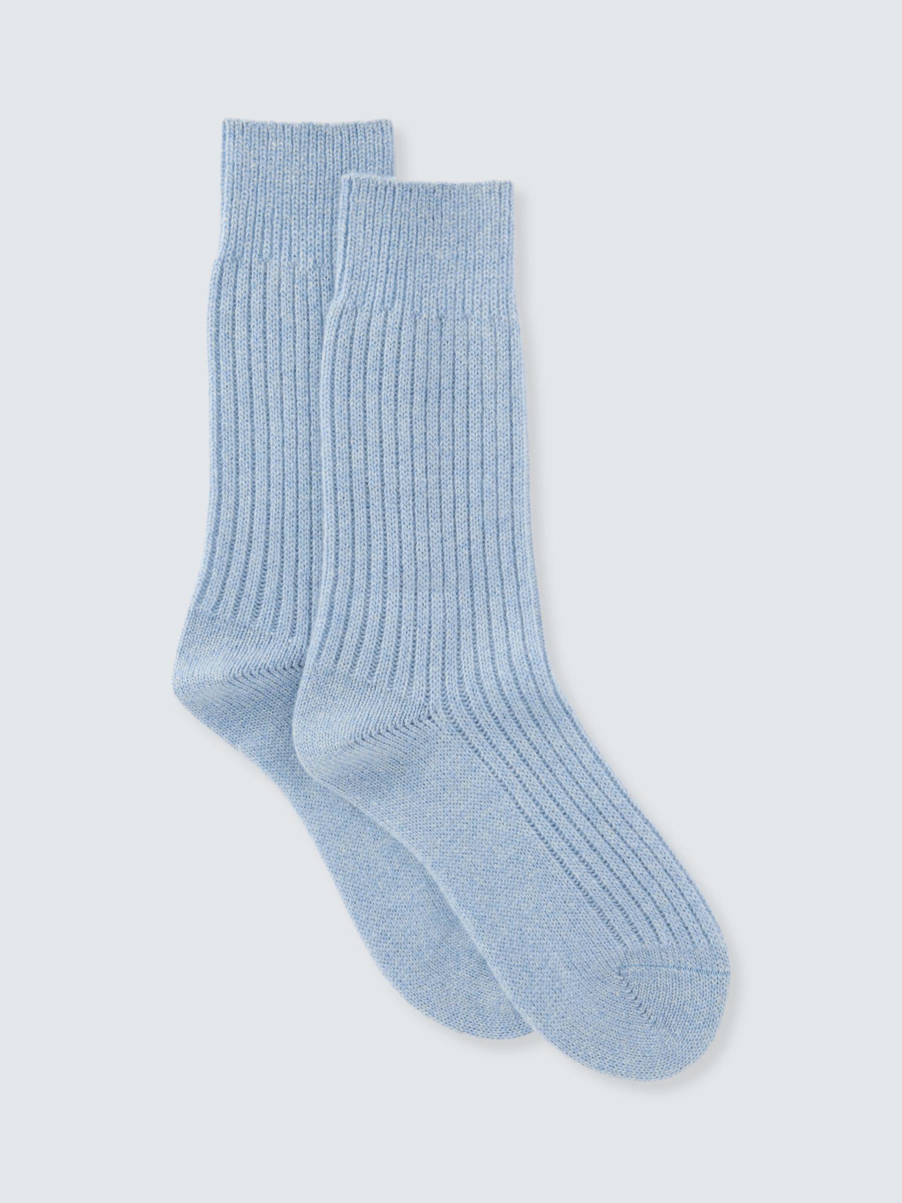 John Lewis Cashmere Rich Bed Socks, Pale Blue at John Lewis & Partners