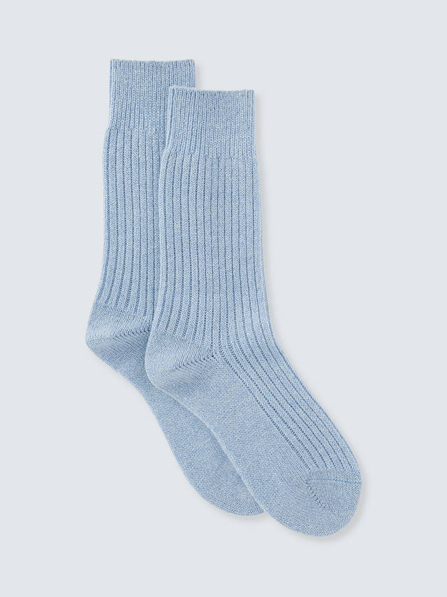 John Lewis Cashmere Rich Bed Socks, Pale Blue