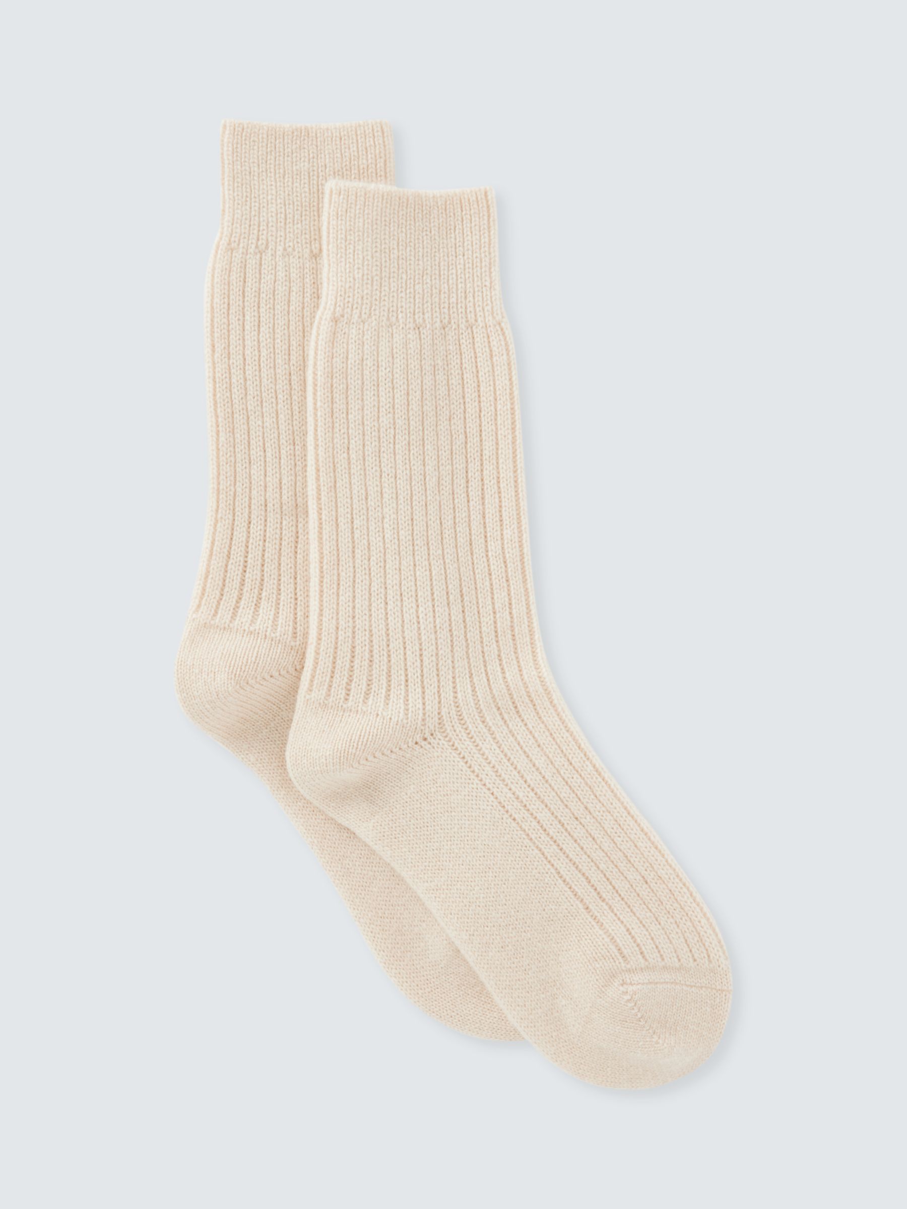 John Lewis Cashmere Rich Bed Socks, Ivory at John Lewis & Partners