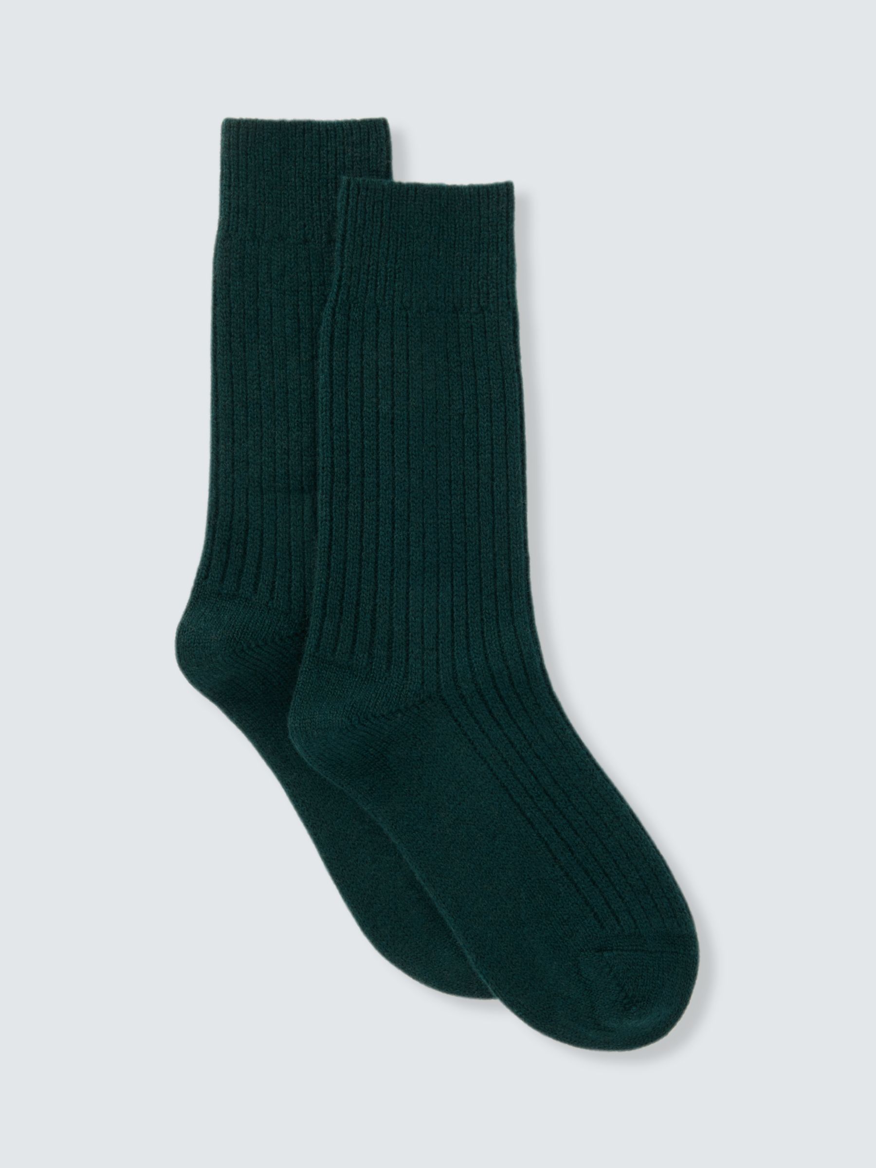 John Lewis Cashmere Rich Bed Socks, Forest Green at John Lewis & Partners
