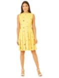 Yumi Mela Swallow Print Skater Dress, Yellow, Yellow