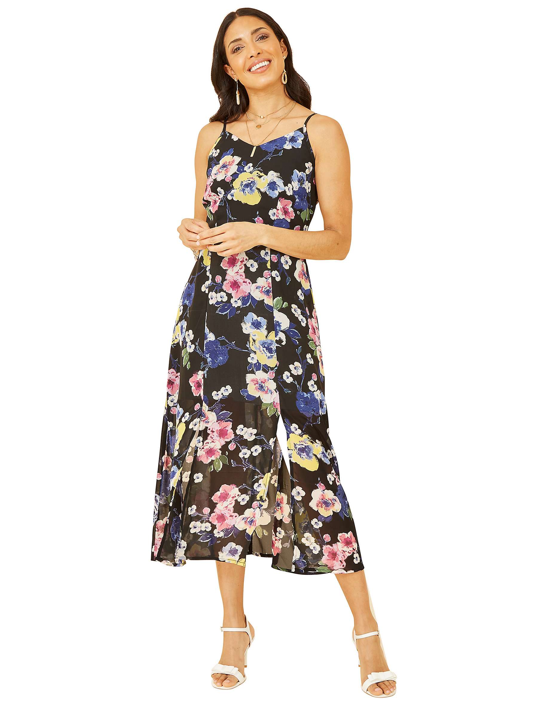 Buy Yumi Strappy Floral Midi Dress, Black Online at johnlewis.com