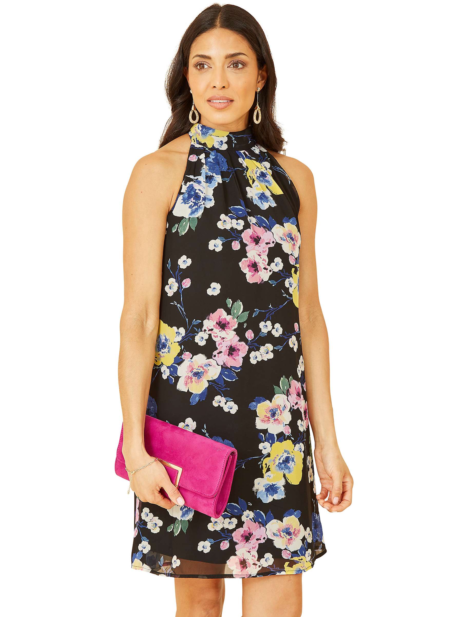 Buy Yumi Floral Halterneck Dress, Black Online at johnlewis.com