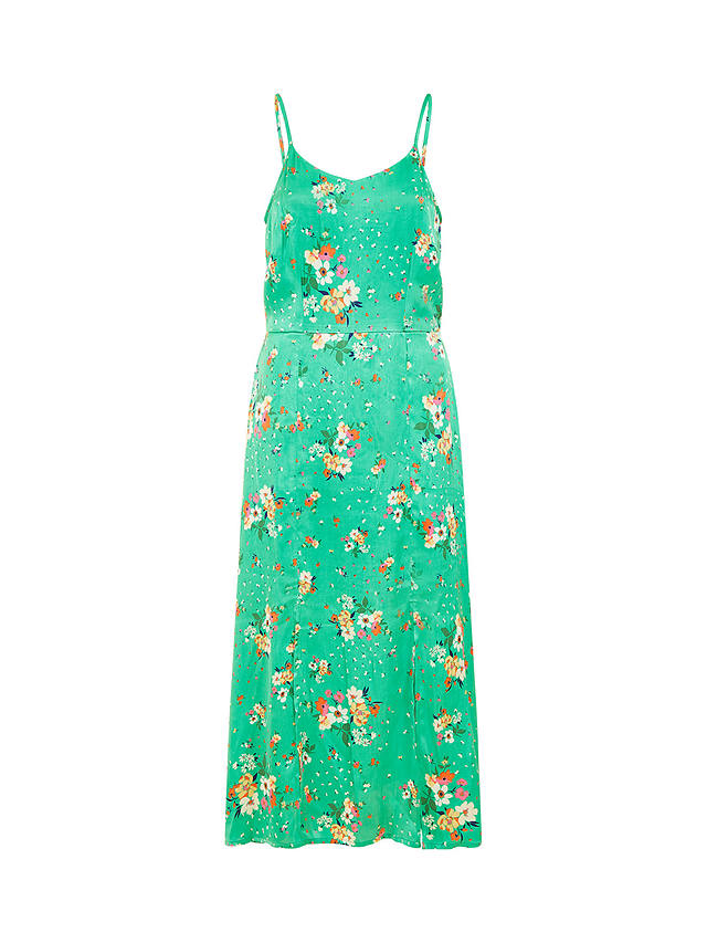 Yumi Satin Floral Slip Dress, Green at John Lewis & Partners