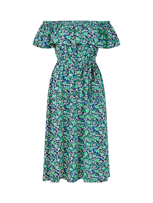 Yumi Ditsy Floral Bardot Midi Dress, Green
