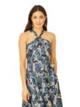 Yumi Tropical Print Midi Dress, Navy