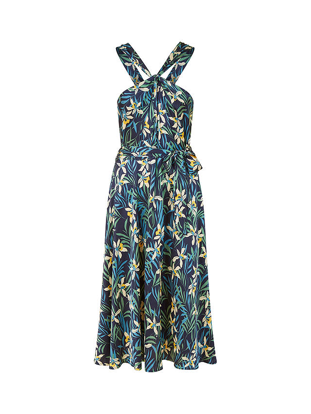 Yumi Tropical Print Midi Dress, Navy