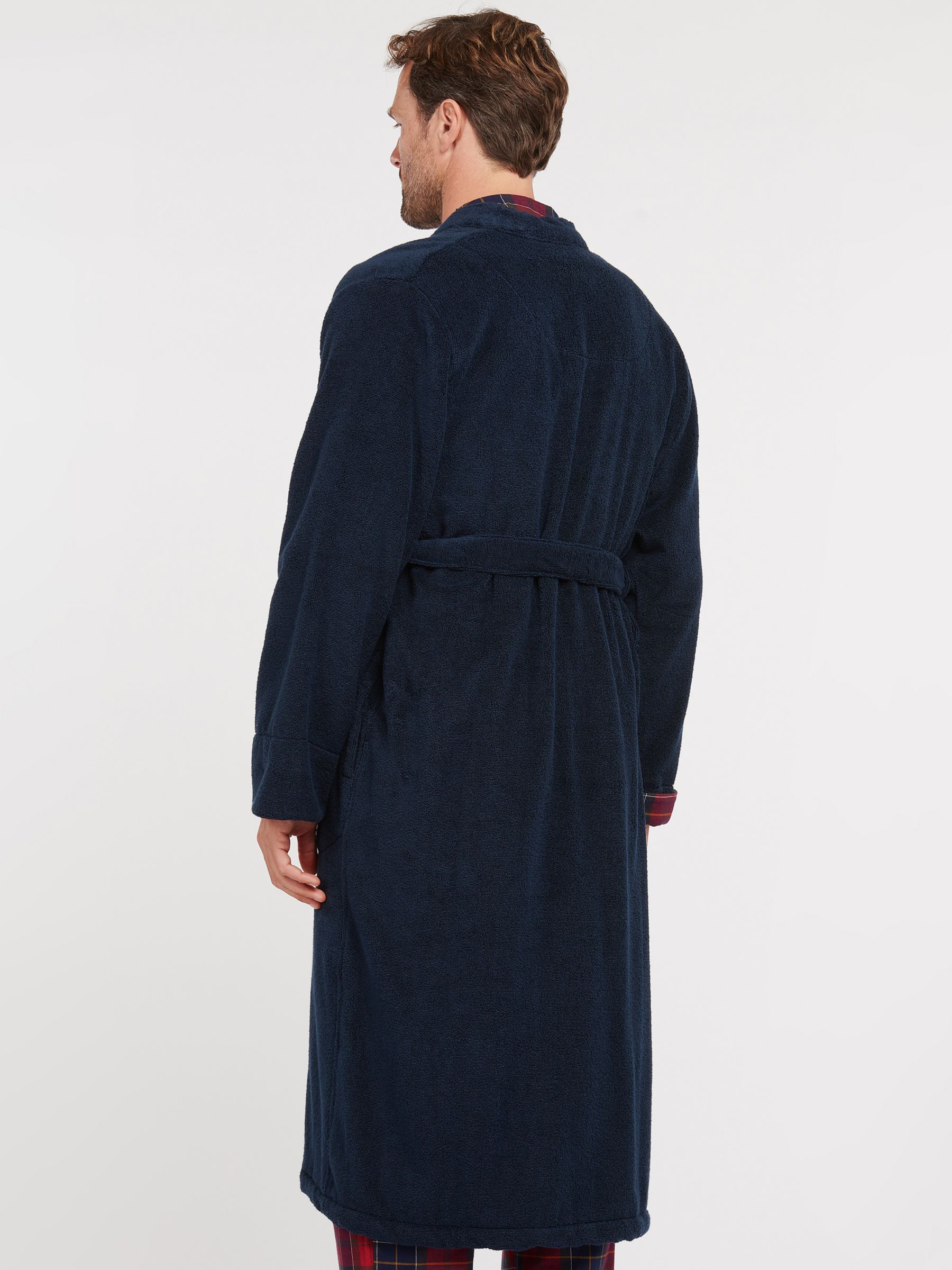 Barbour Lachlan Classic Towelling Dressing Gown, Navy