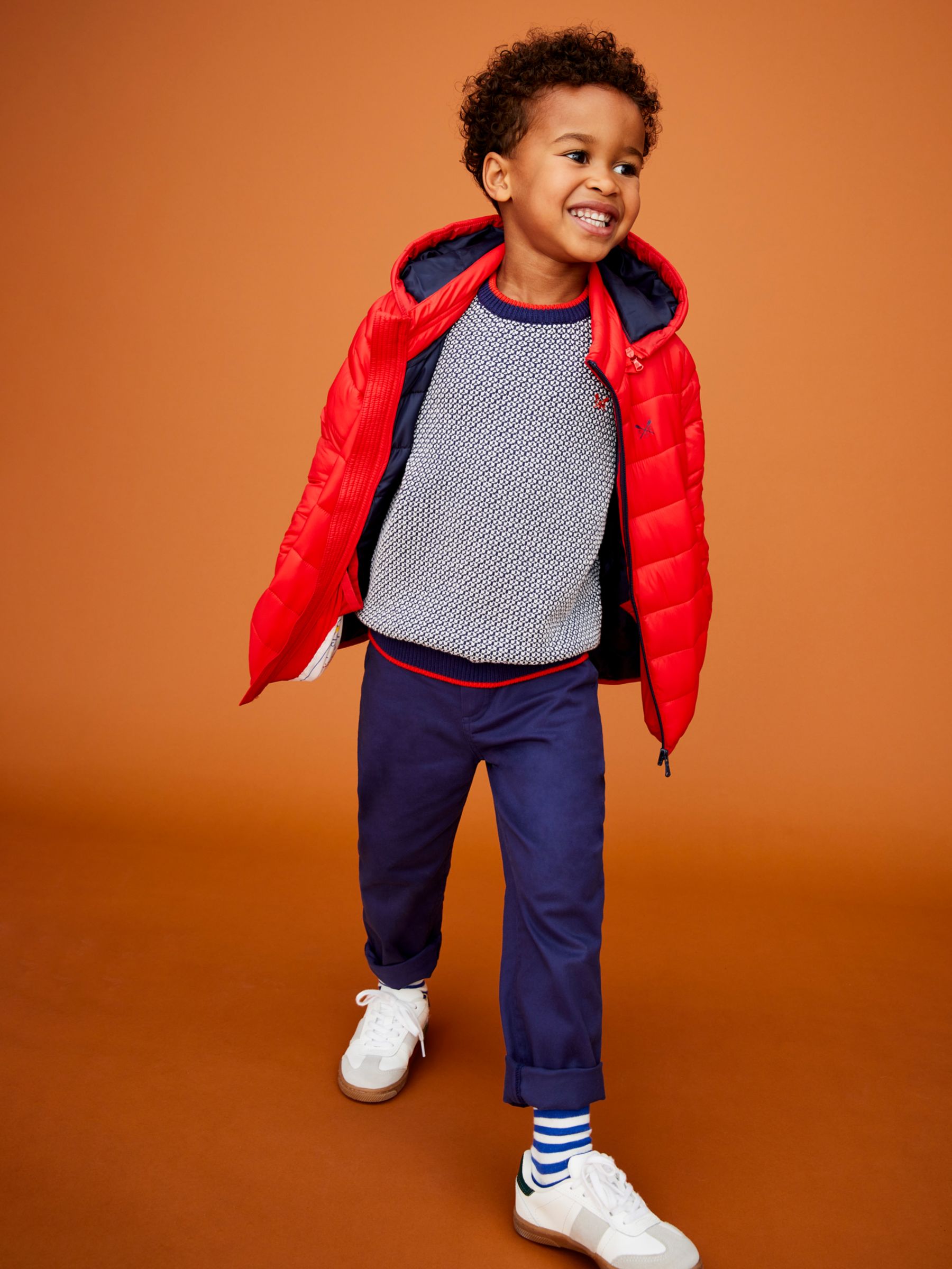 Crew Clothing Kids' Plain Quilted Jacket, Red at John Lewis & Partners
