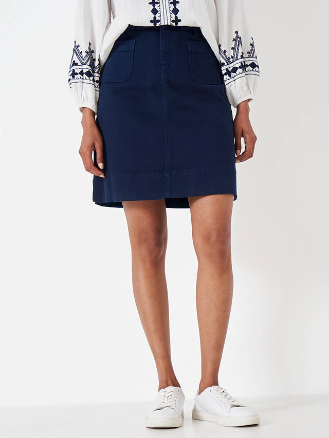 Crew Clothing Analee Twill Skirt, Navy Blue