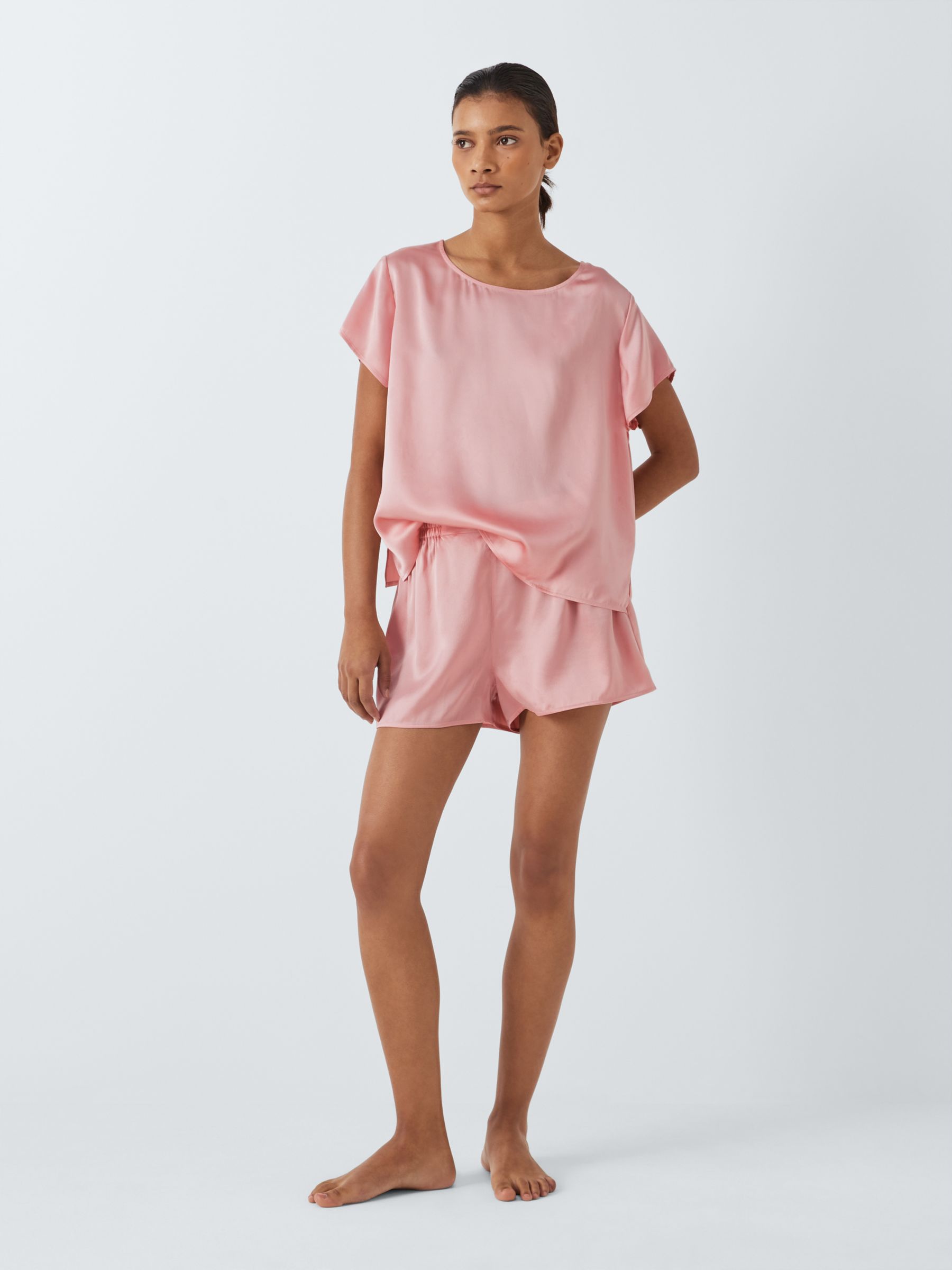 Buy John Lewis Silk Shorty Pyjama Set, Blush Online at johnlewis.com