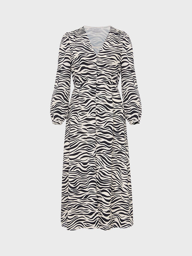 Hobbs Indria Zebra Print Dress, Cream/Black