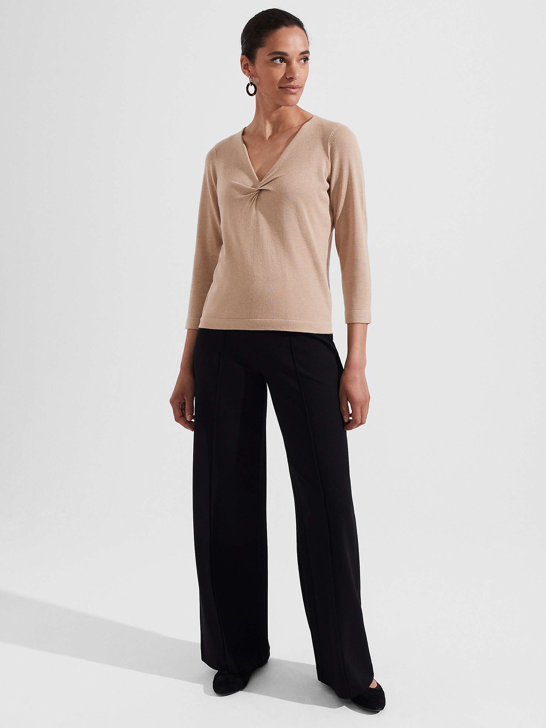 Buy Hobbs Marianna Twist Neck Jumper, Camel Online at johnlewis.com