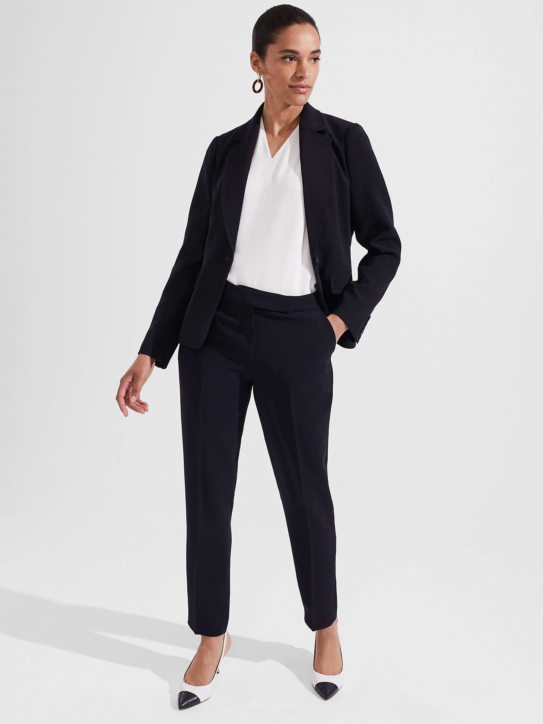 Buy Hobbs Stevie Plain Tailored Tapered Trousers, Navy Online at johnlewis.com