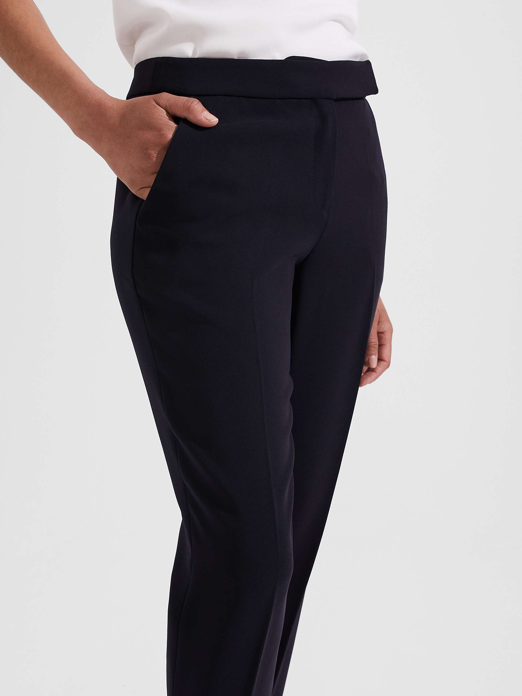 Buy Hobbs Stevie Plain Tailored Tapered Trousers, Navy Online at johnlewis.com