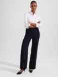 Hobbs Stevie Plain Tailored Wide Leg Trousers, Navy, Navy