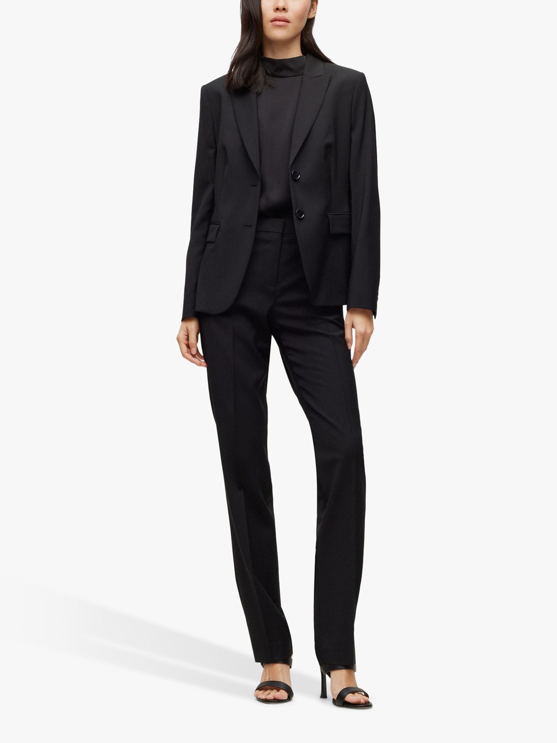 HUGO BOSS Tameah Tailored Fit Trousers, Black at John Lewis & Partners