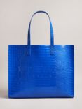 Ted Baker Allicon Croc Large Icon Shopper Bag, Bright Blue