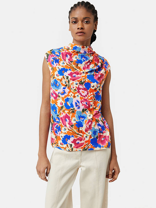 Jigsaw Floral Cowl Neck Top, Multi at John Lewis & Partners
