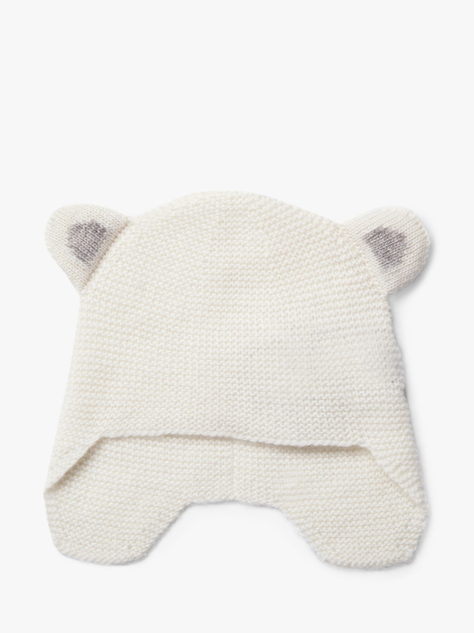 Trotters Newborn Wool and Cashmere Blend Teddy Hat, Off White, 0-3 months