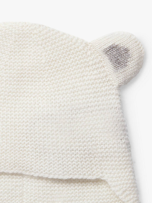 Trotters Newborn Wool and Cashmere Blend Teddy Hat, Off White