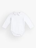 Trotters Baby Milo Stitched Cotton Blend Bodysuit, White/Pale Blue