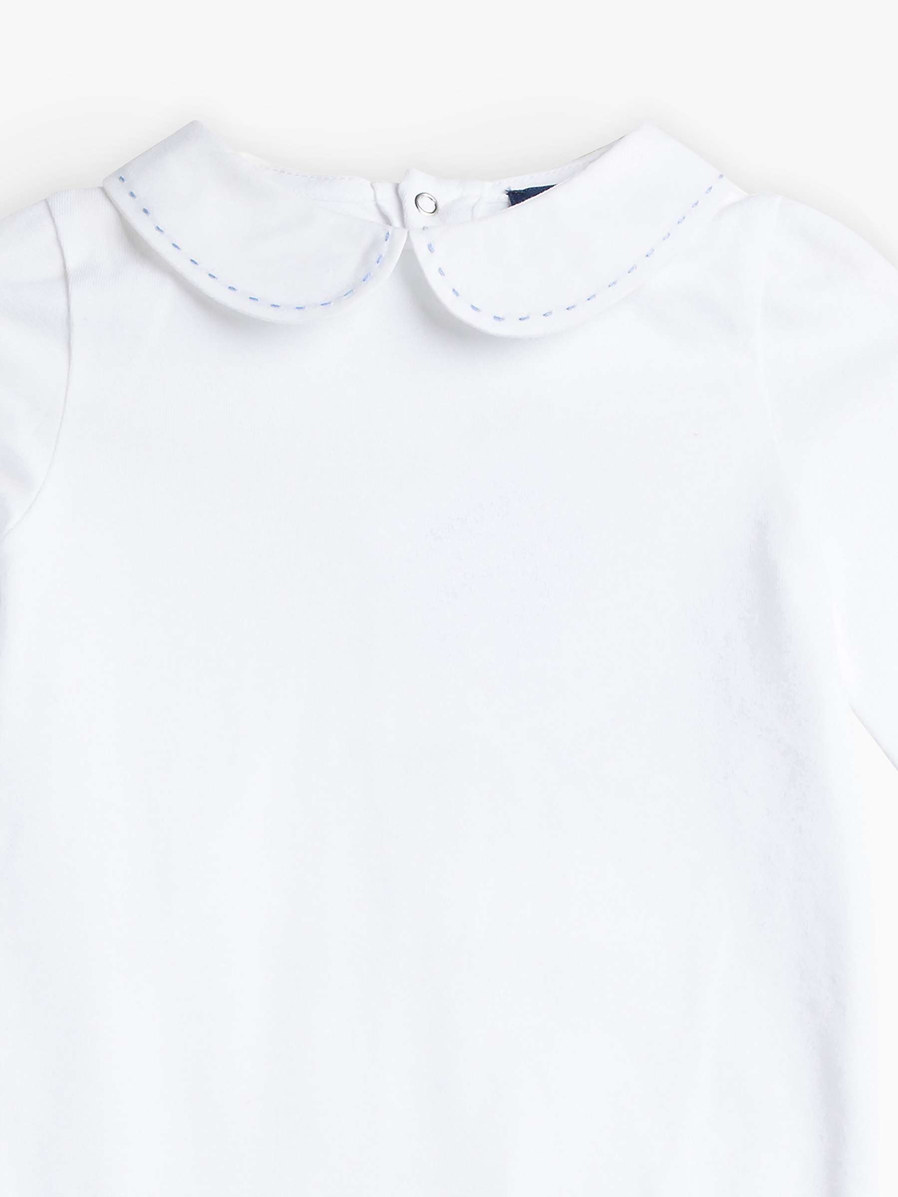 Buy Trotters Baby Milo Stitched Cotton Blend Bodysuit, White/Pale Blue Online at johnlewis.com