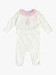 Trotters Baby Capel Bunny Knitted Jumper and Leggings Set, White/Pink