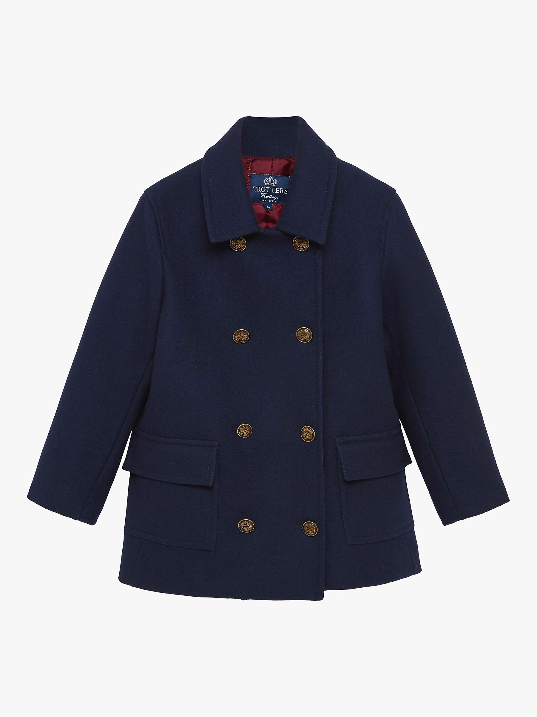 Buy Trotters Kids' Double Breasted Wool Coat, Navy Online at johnlewis.com