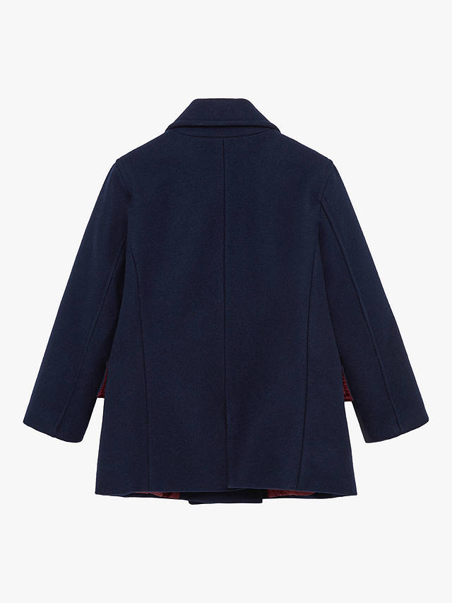 Trotters Kids' Double Breasted Wool Coat, Navy at John Lewis & Partners