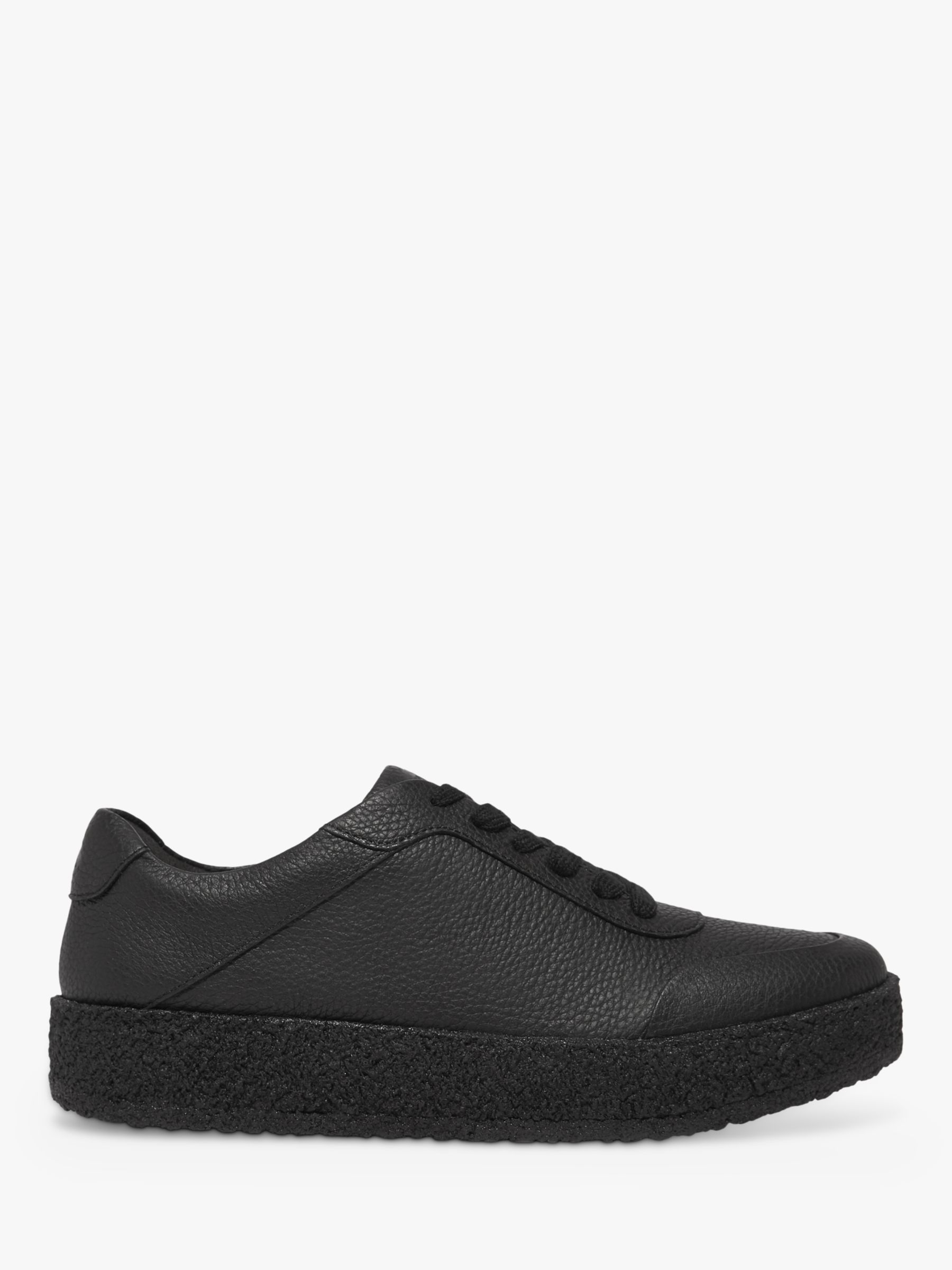 FitFlop Rally Crepe Leather Trainers, All Black at John Lewis & Partners