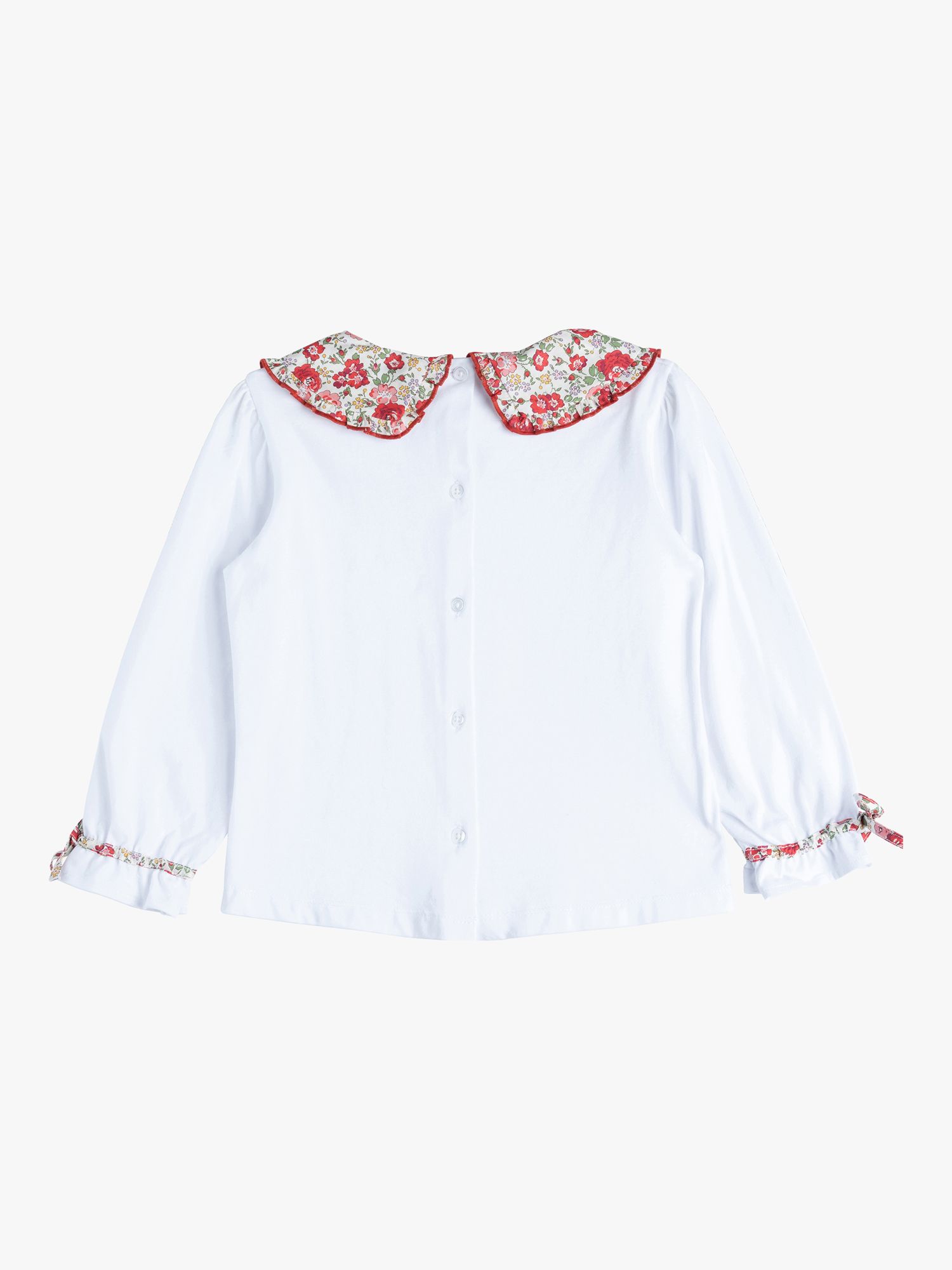 Buy Trotters Kids' Felicite Print Pie Crust Collar Jersey Blouse, White/Red Online at johnlewis.com