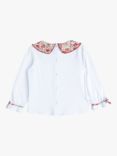 Trotters Kids' Felicite Print Pie Crust Collar Jersey Blouse, White/Red