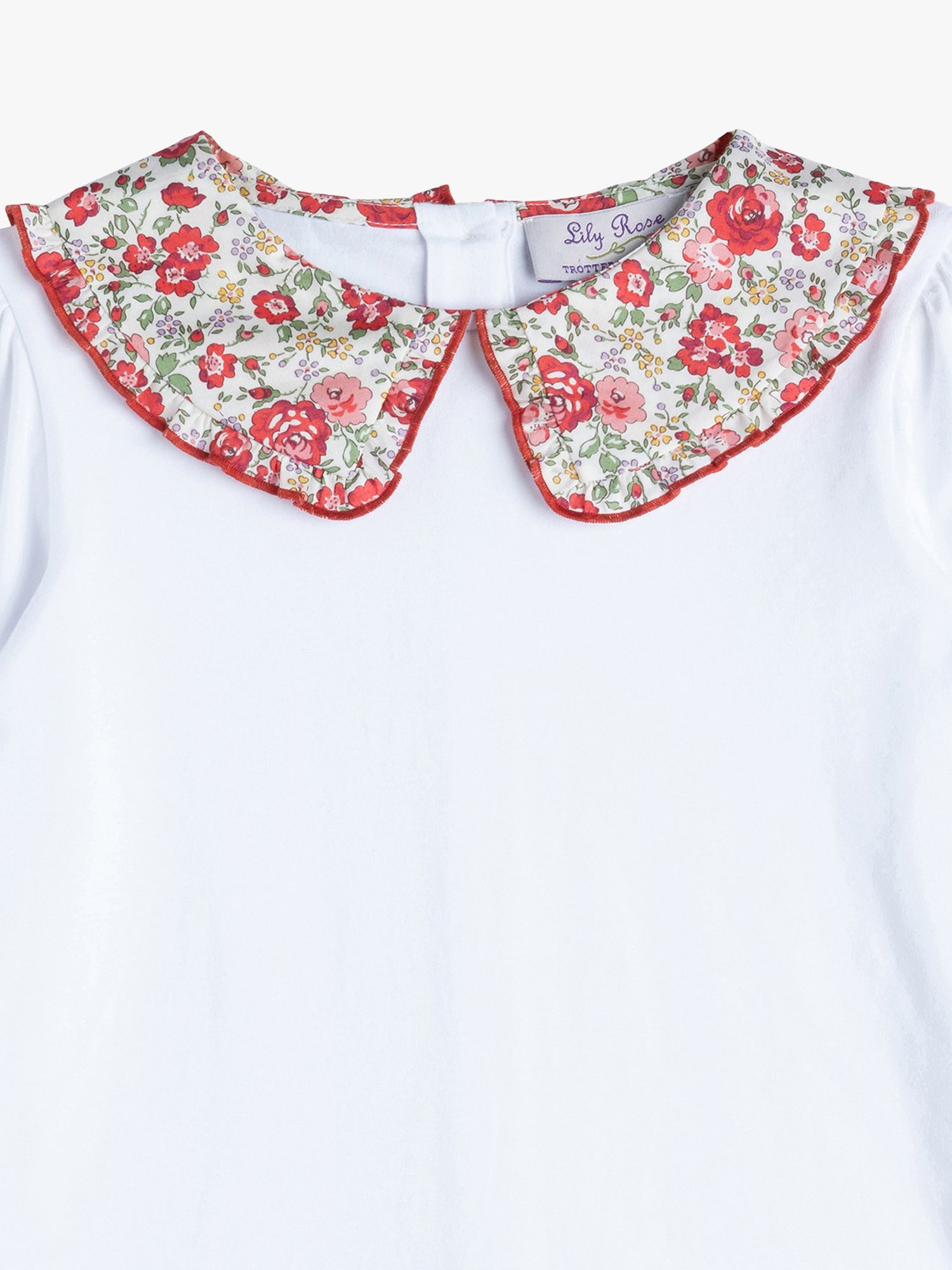 Buy Trotters Kids' Felicite Print Pie Crust Collar Jersey Blouse, White/Red Online at johnlewis.com