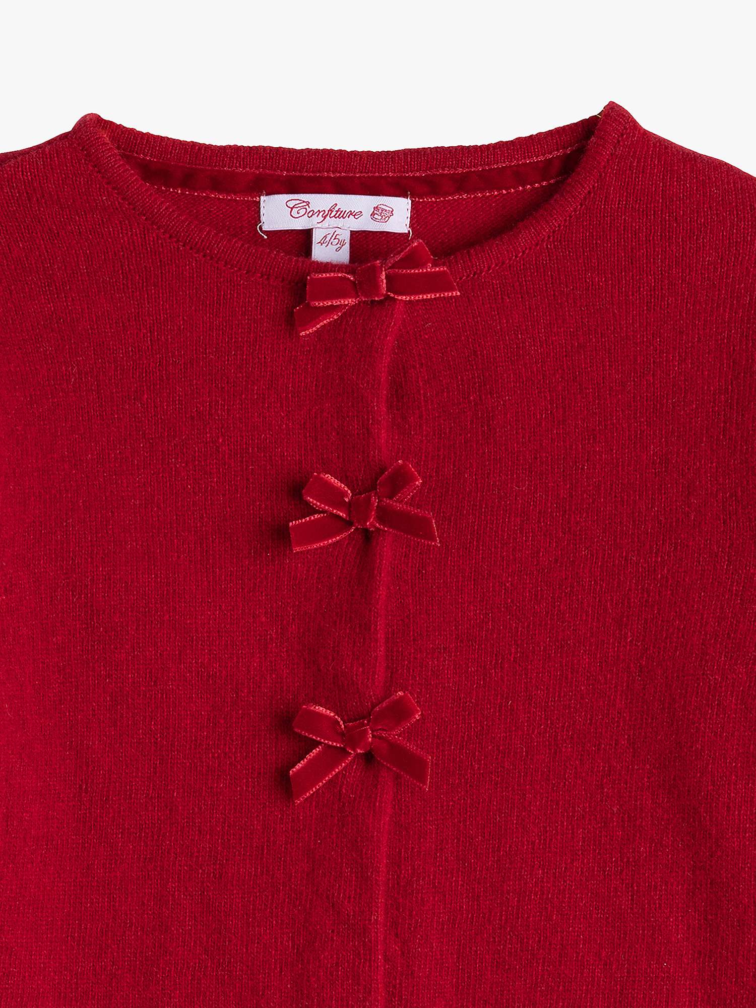 Buy Trotters Kids' Wool Blend Cardigan with Velvet Bow Detail, Crimson Online at johnlewis.com