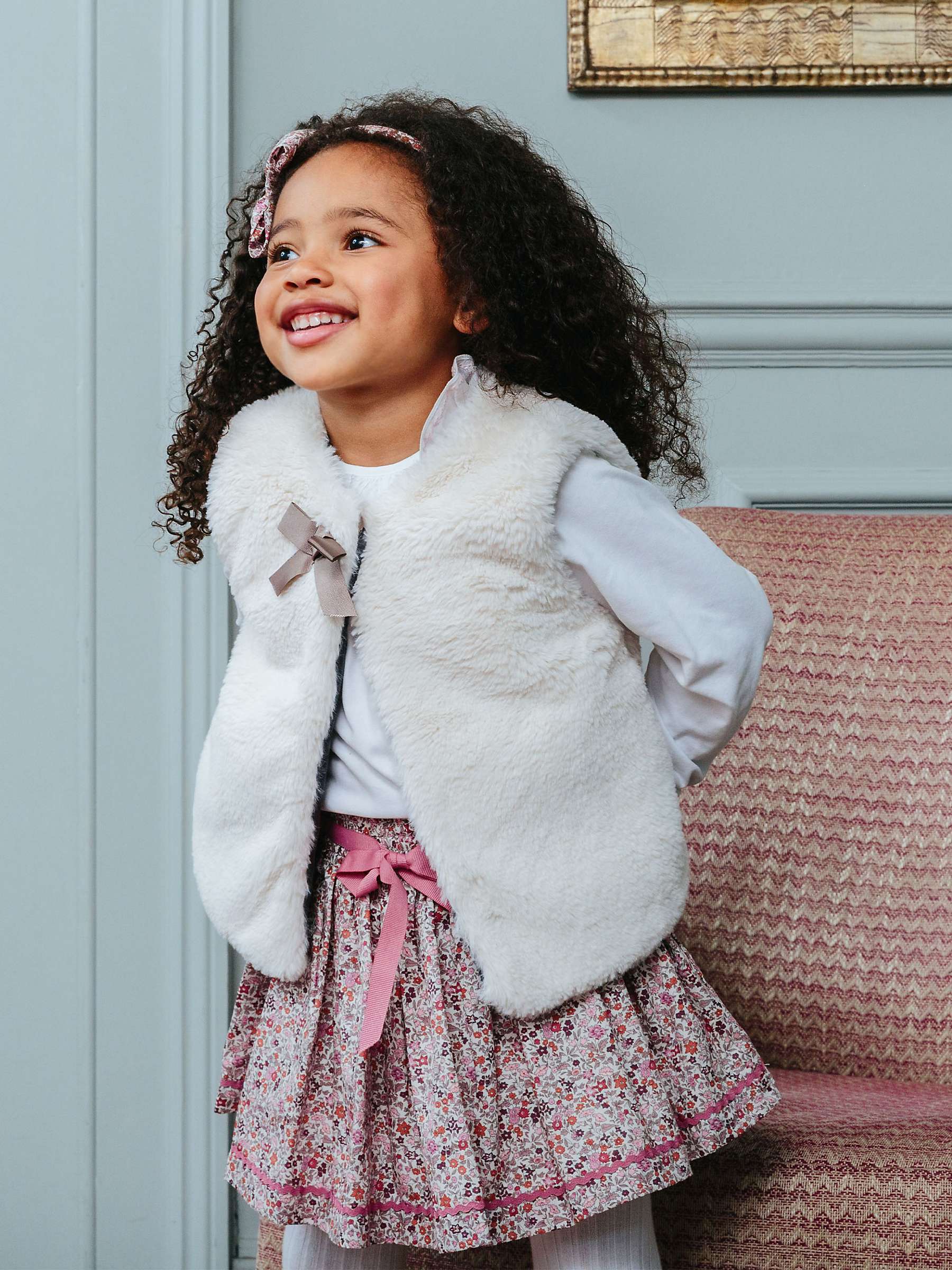 Buy Trotters Kids' Millie Faux Fur Gilet, Winter White Online at johnlewis.com