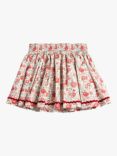 Trotters Kids' Felicite Floral Print Cotton Bow Skirt, Red/Multi