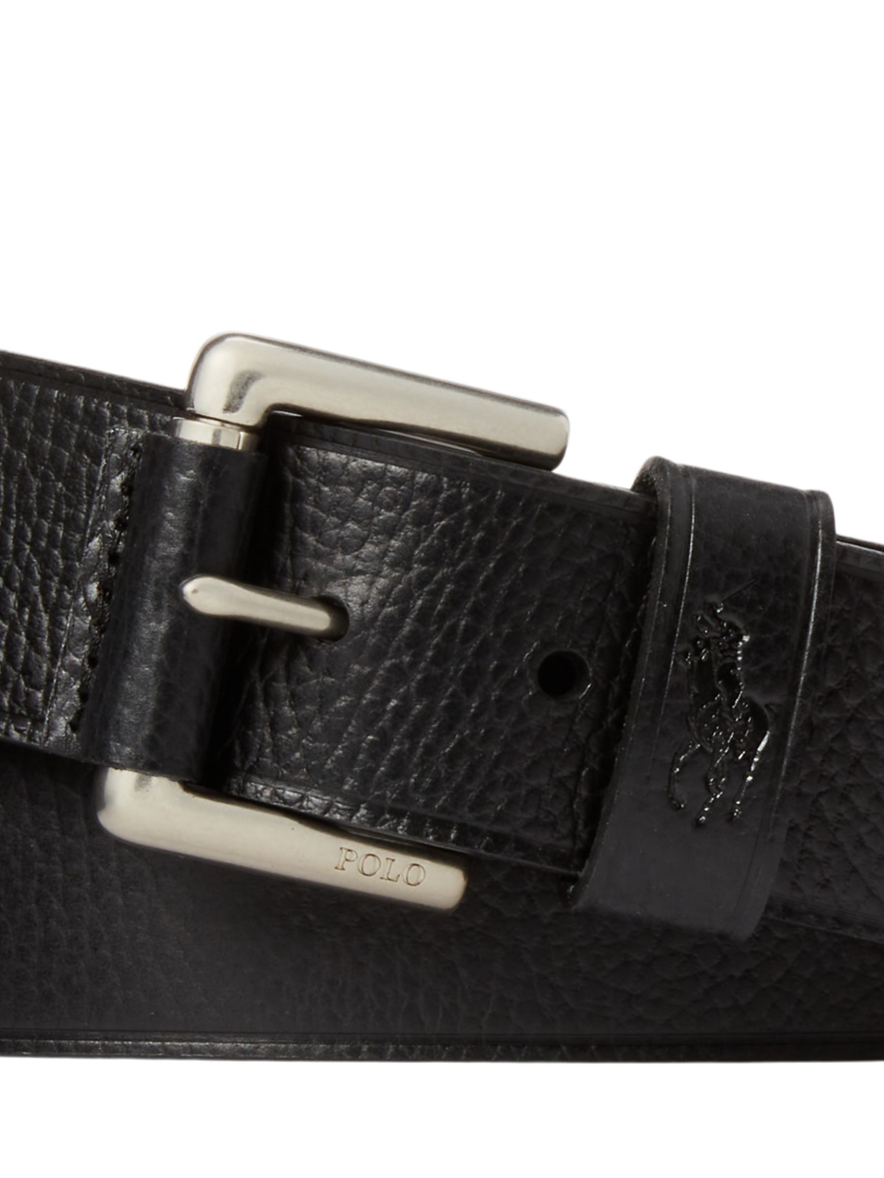 Buy Polo Ralph Lauren Pebbled Leather Belt, Black Online at johnlewis.com