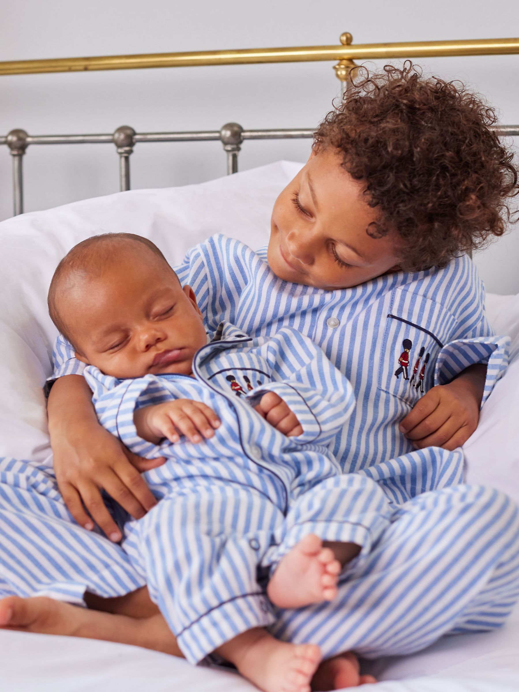 Buy Trotters Baby Felix All-In-One Pyjamas, Blue/White Online at johnlewis.com